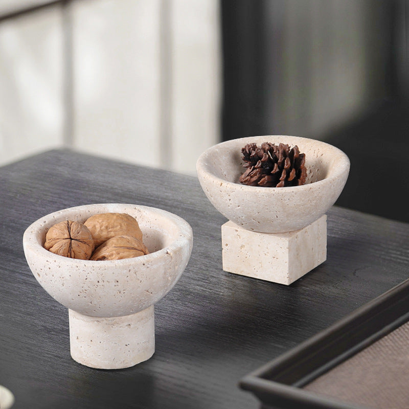 Travertine Mini Pedestal Bowl