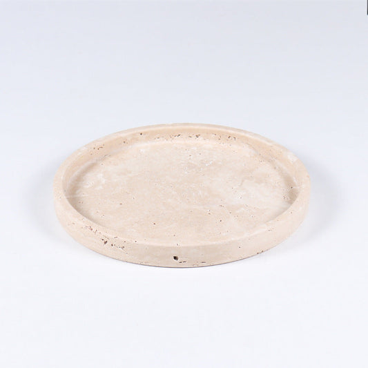 Beige Travertine Tray – Round 15cm | Minimalist Natural Stone
