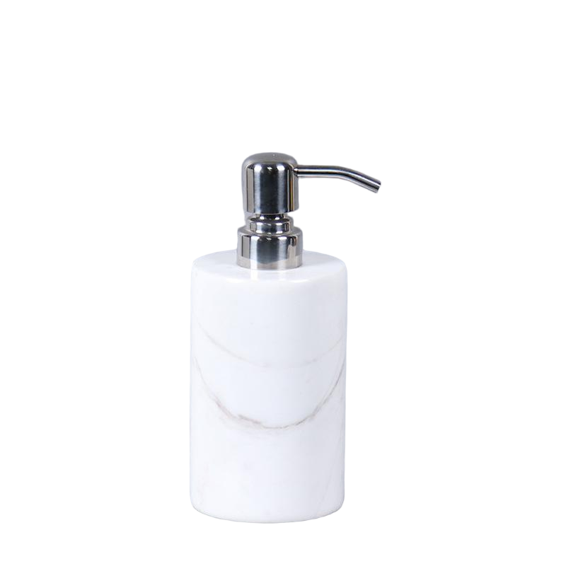 Round Marble Soap Dispenser – Solid Stone with Gold Metal Pump (1kg)