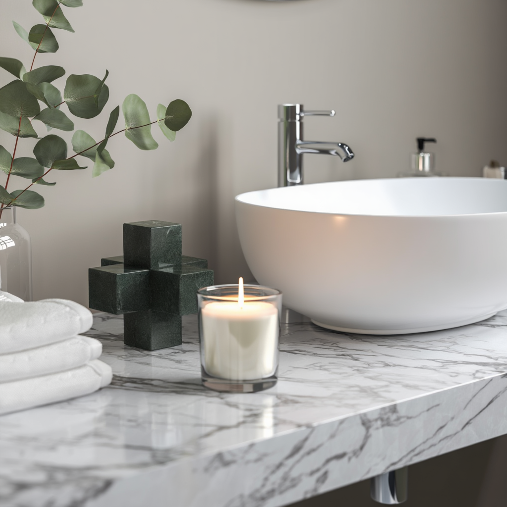 Sculpted Marble Cross Block