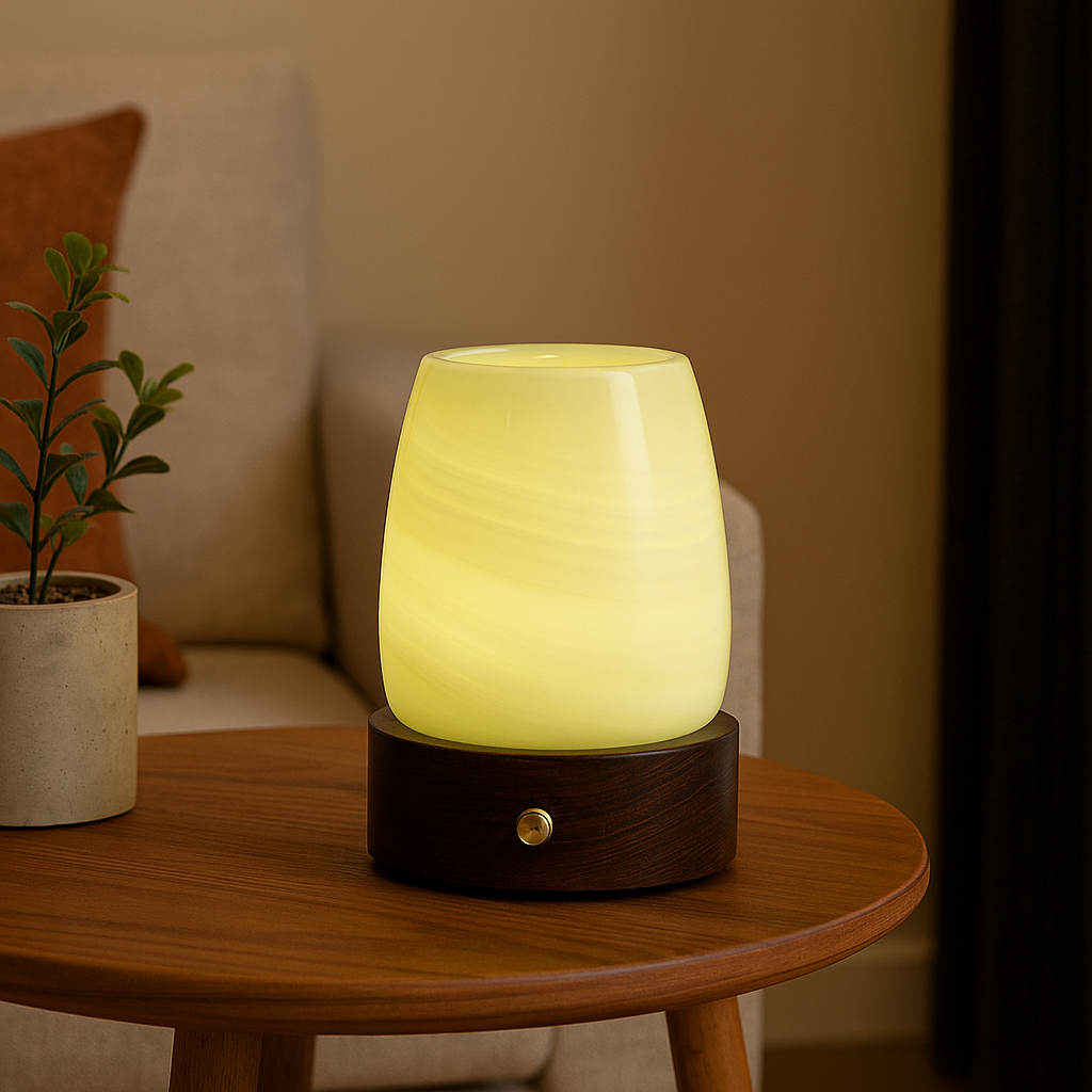LustreGlow Marble Aromatherapy Lamp – Wireless Solid Stone Wellness Light
