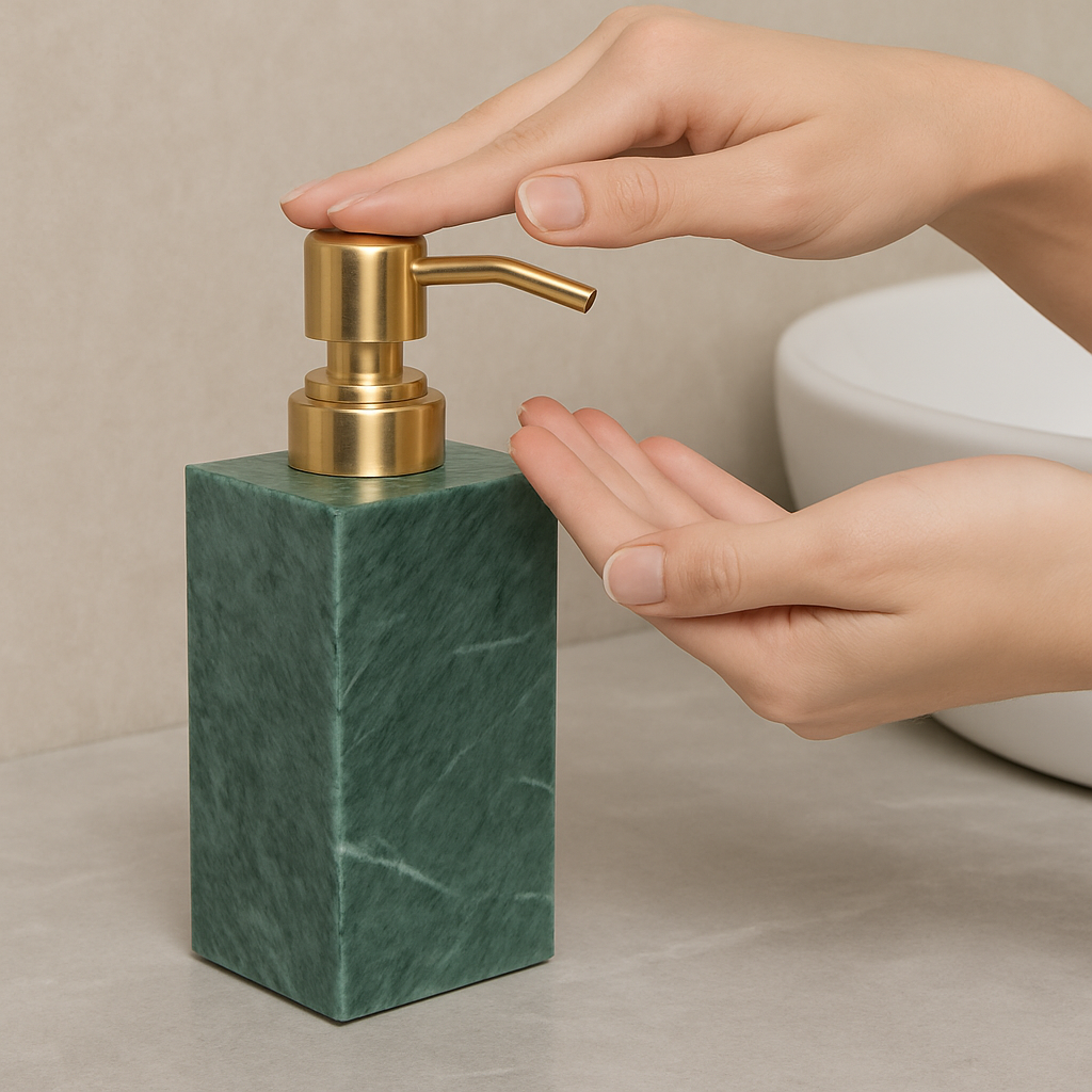 Luxury Marble Soap Dispenser – 1kg Solid Stone with Metal Pump