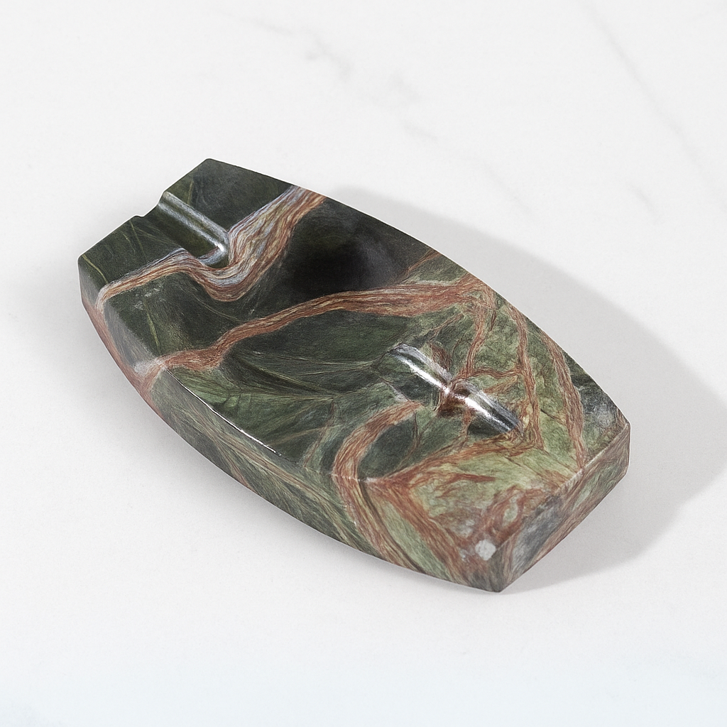 Luxury Marble Ashtray – 1.3kg Solid Stone with Hand-Carved Channels