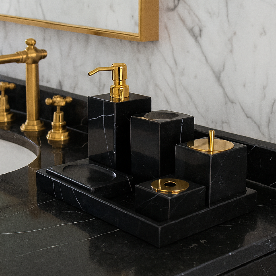 Luxury 6-Piece Marble Bathroom Set – Solid Stone