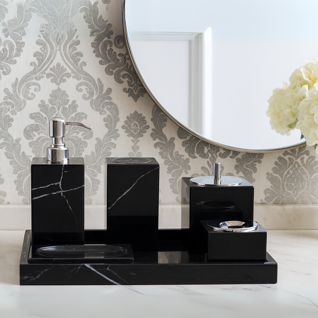 Luxury 6-Piece Marble Bathroom Set – Solid Stone