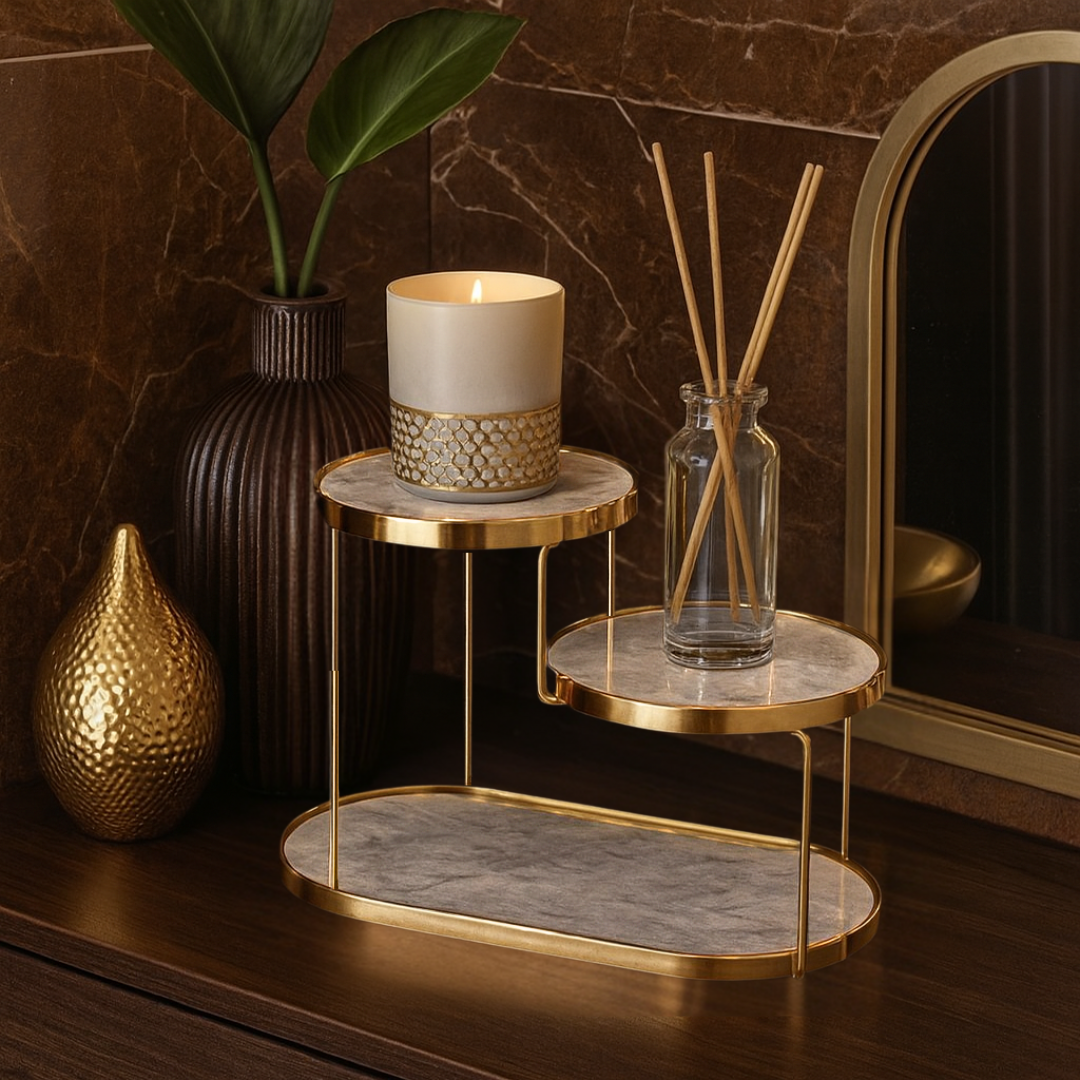 Regalia Oval Marble Double Tray