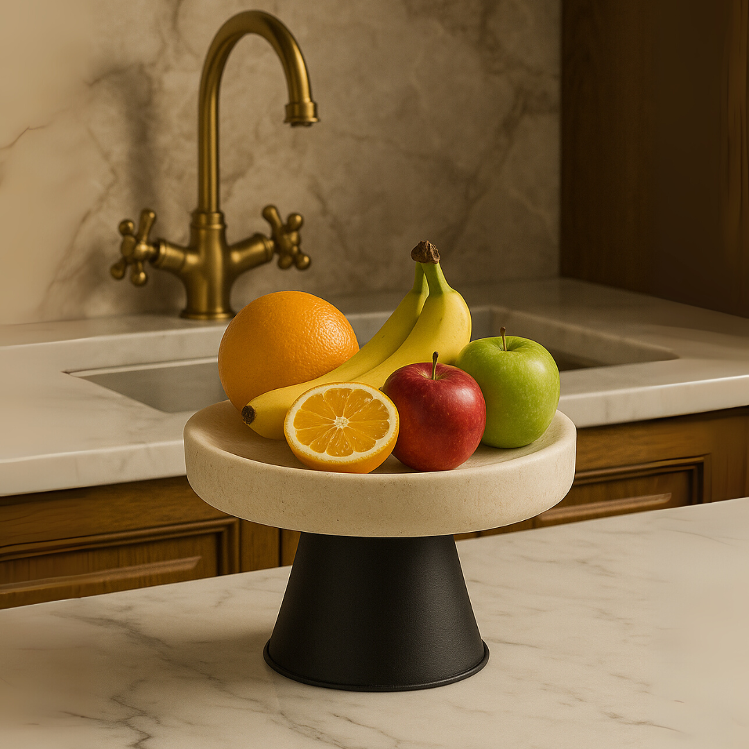 White Travertine Pedestal Stand