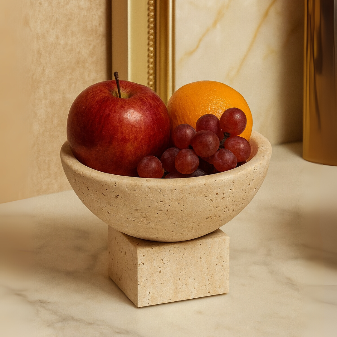 Travertine Mini Pedestal Bowl