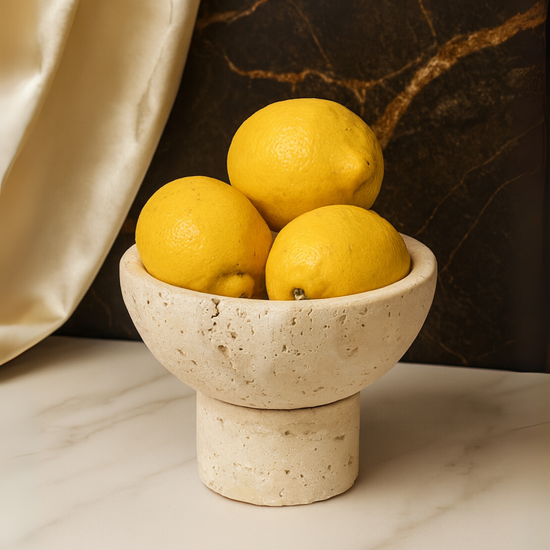 Travertine Mini Pedestal Bowl