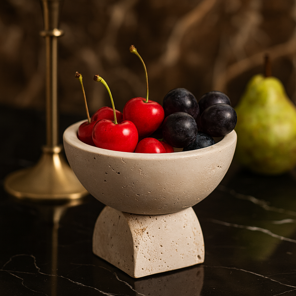 Travertine Mini Pedestal Bowl