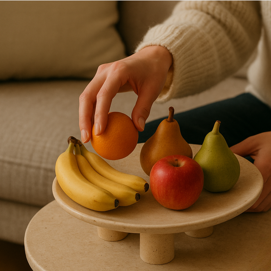 Arco Travertine Fruit Pedestal Tray
