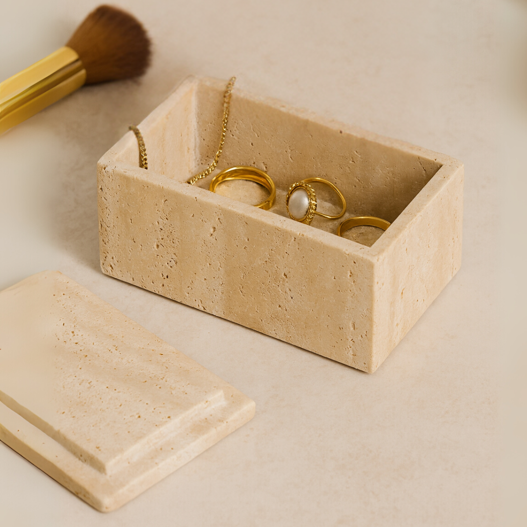 Travertine Jewelry Box – Natural Stone Storage