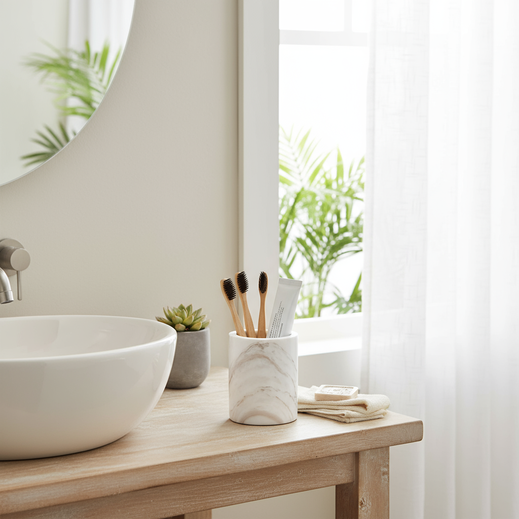 Solenne Marble Storage Cup – Solid Stone Organizer