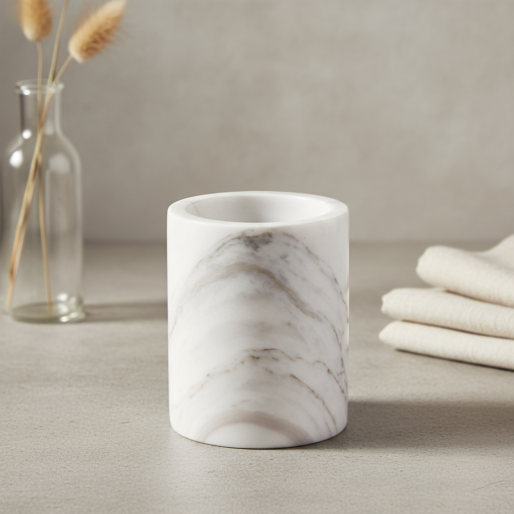 Solenne Marble Storage Cup – Solid Stone Organizer