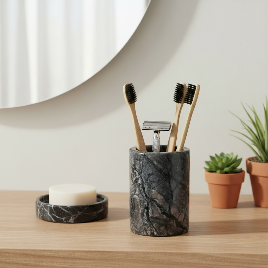 Marquina Marble Storage Cup