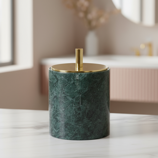 Luxury Solid Stone Marble Cotton Swab Canister