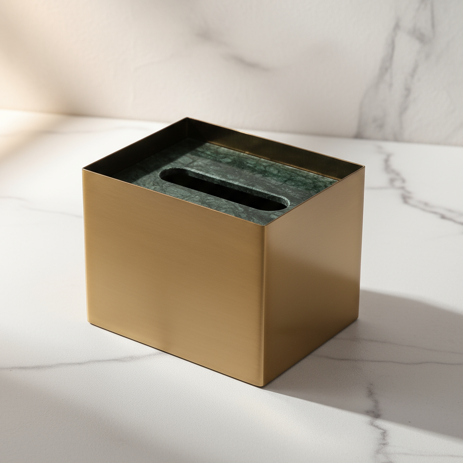 Veyra Marble & Metal Tissue Box