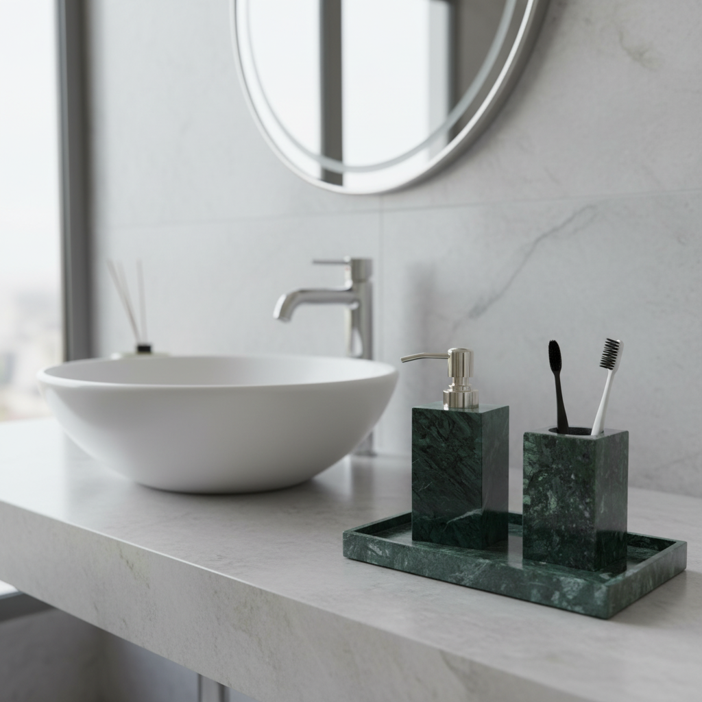 Monteleo Green Marble Bathroom Set