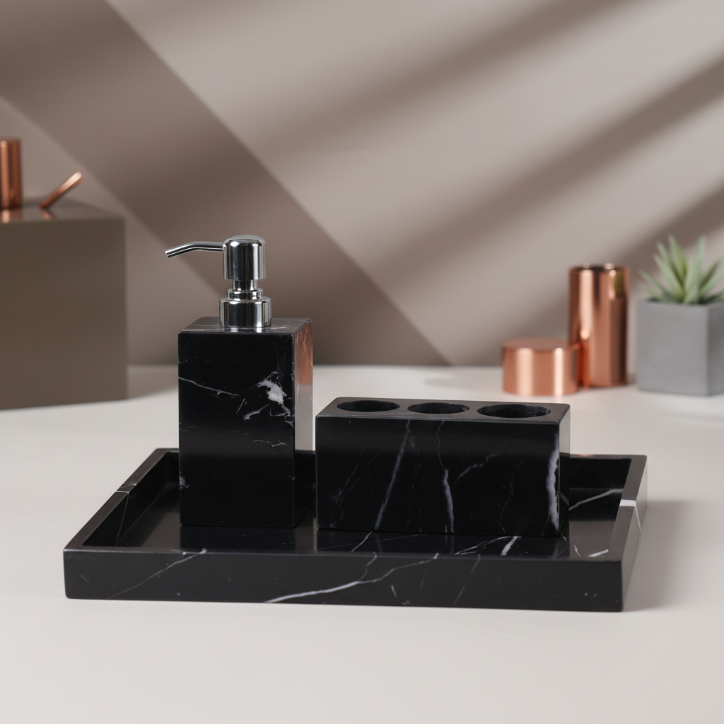 Valdoro Black Marble Bathroom Set