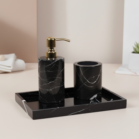 Noirora Black Marble Bathroom Set