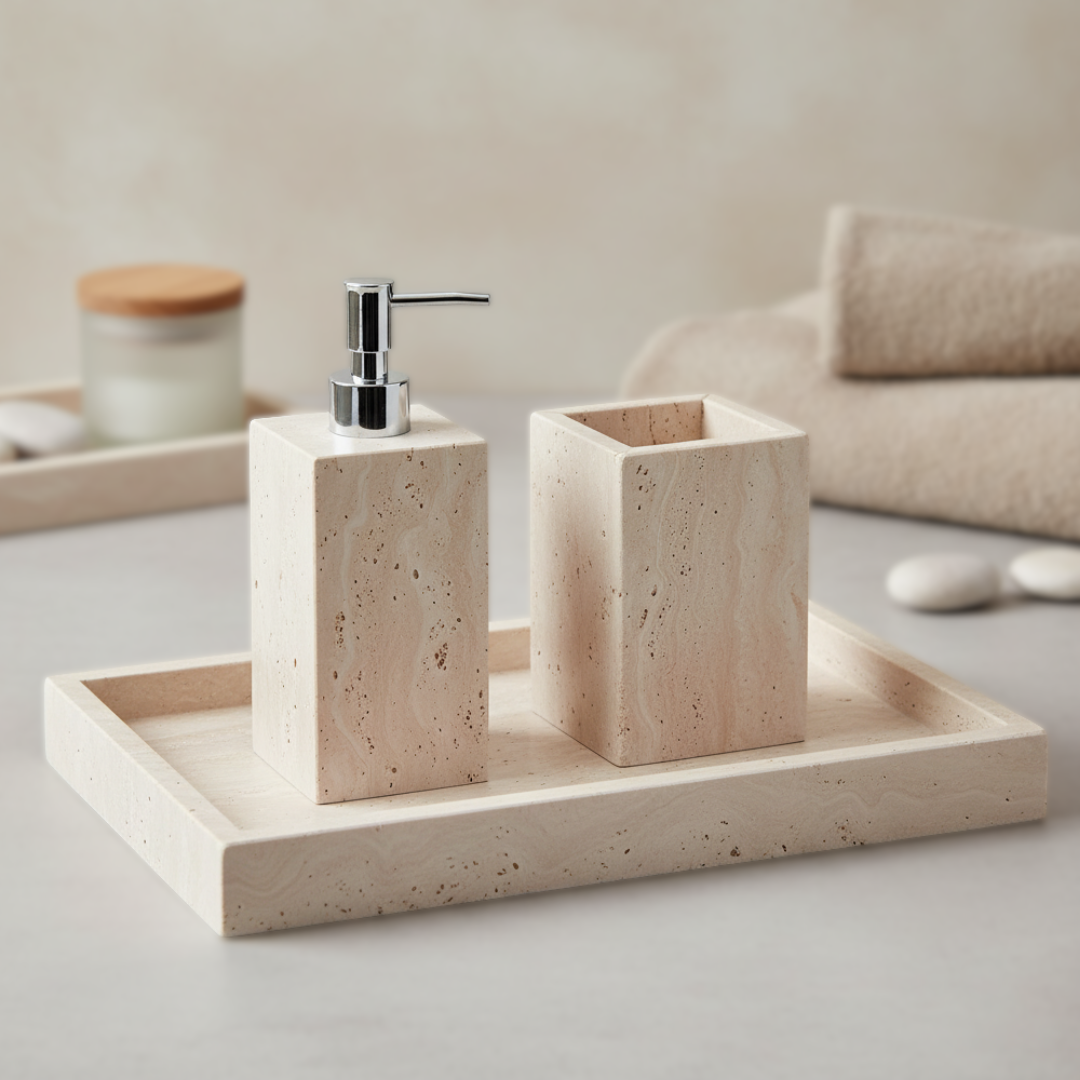 Tivano Travertine Marble Bathroom Set