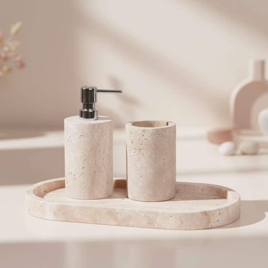 Aterno Travertine Marble Bathroom Set