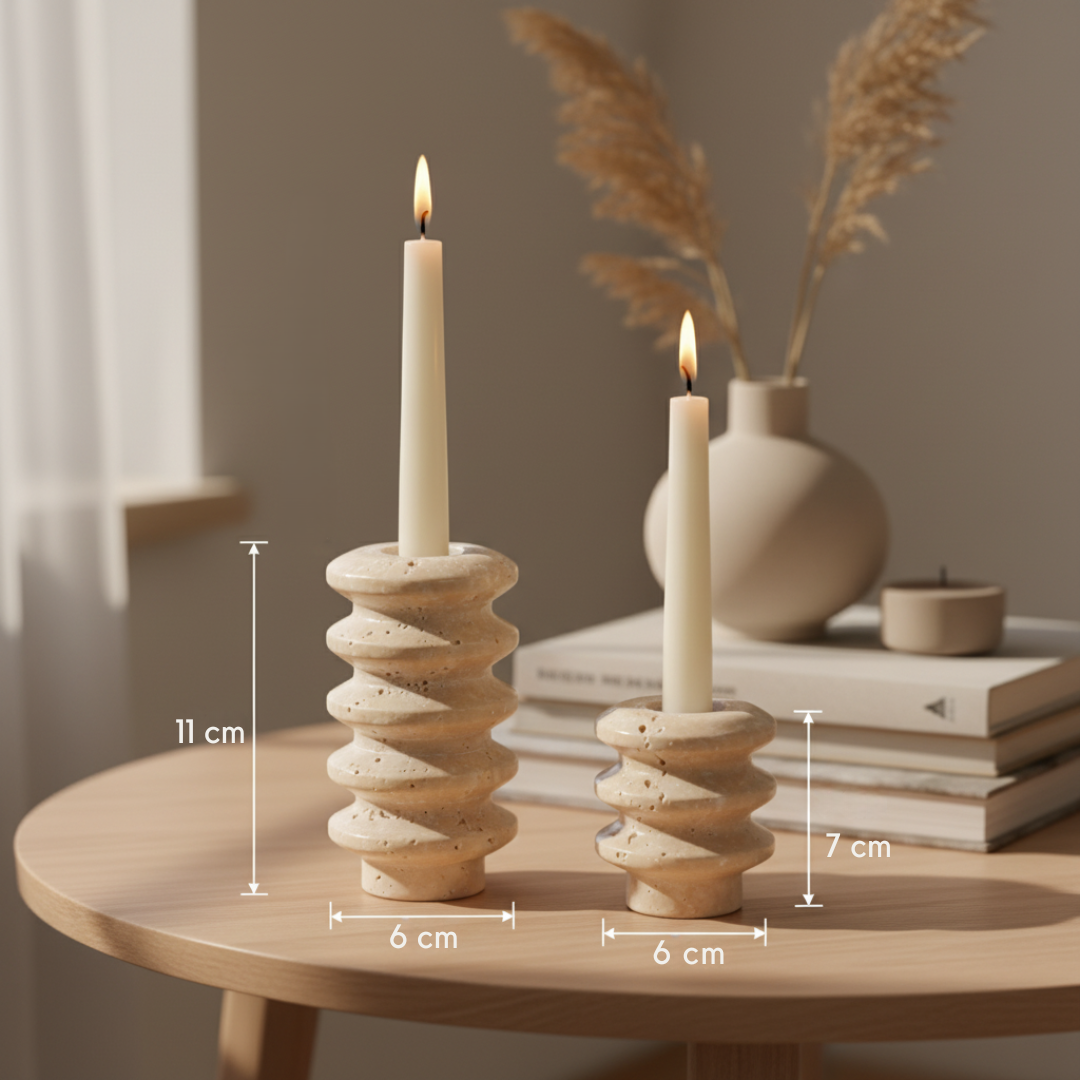 Tavira Travertine Candle Holder