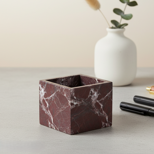 Siena Square Marble Stone Pen Holder
