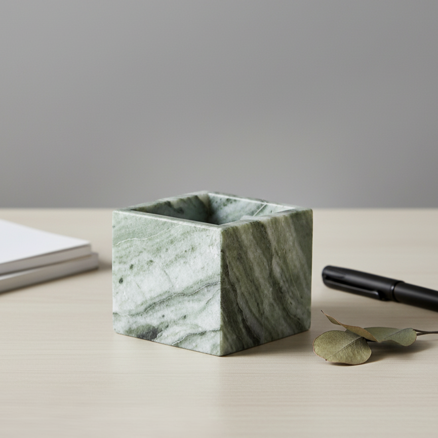 Siena Square Marble Stone Pen Holder