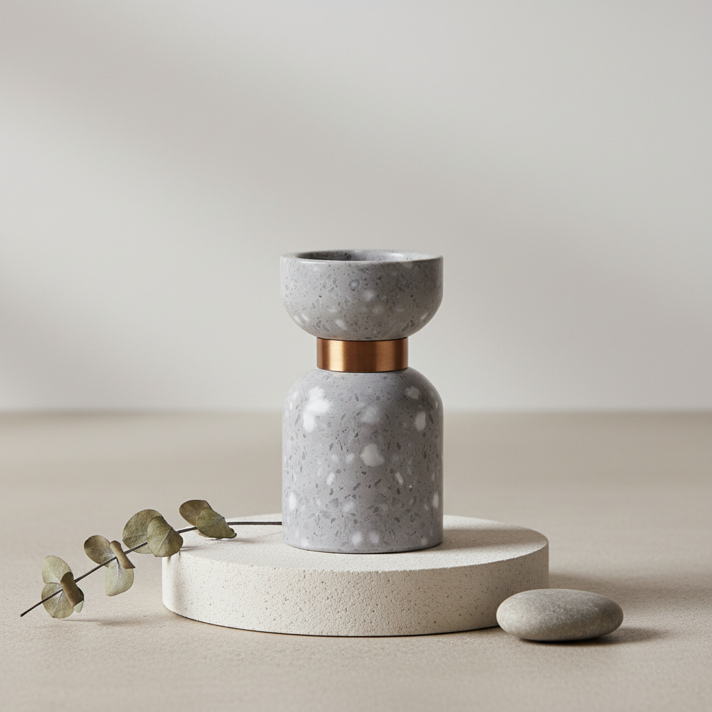 Luna Terrazzo Marble Candle Holder