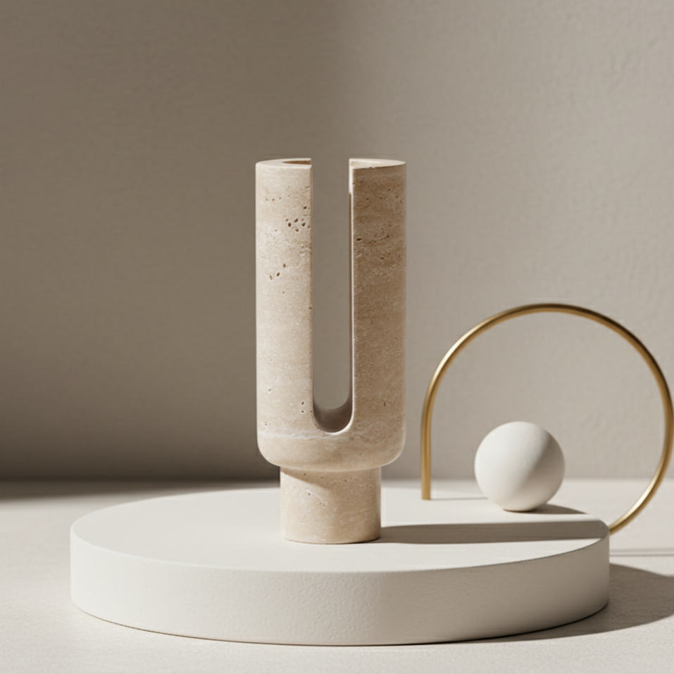 Vega Sculpted Marble Candle Holder