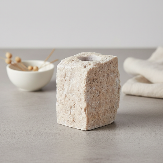 Rustic Marble Block Candle Holder