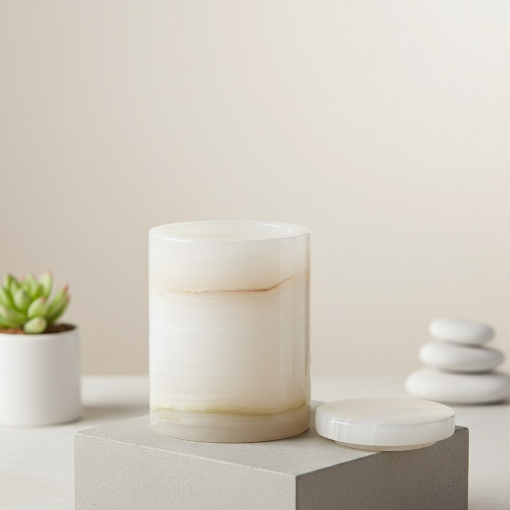 Celestia Marble Aromatherapy Jar - 8 × 10.5 cm