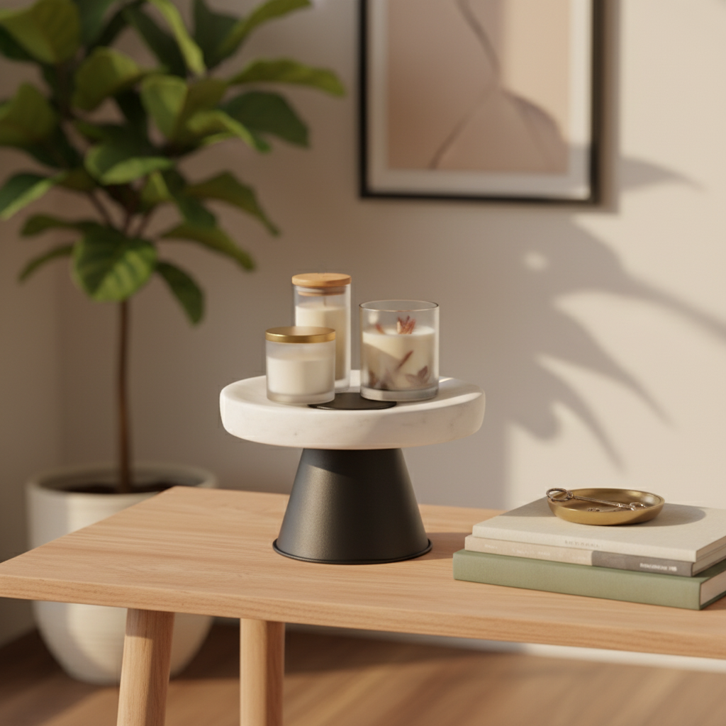 White Travertine Pedestal Stand