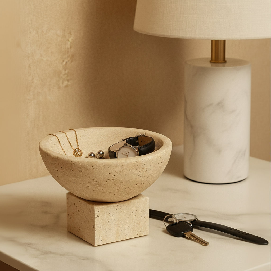 Travertine Mini Pedestal Bowl