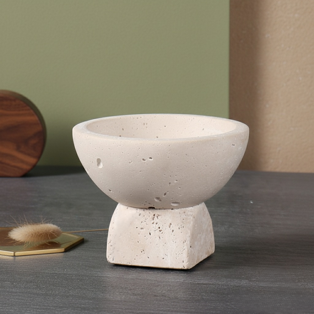 Travertine Mini Pedestal Bowl