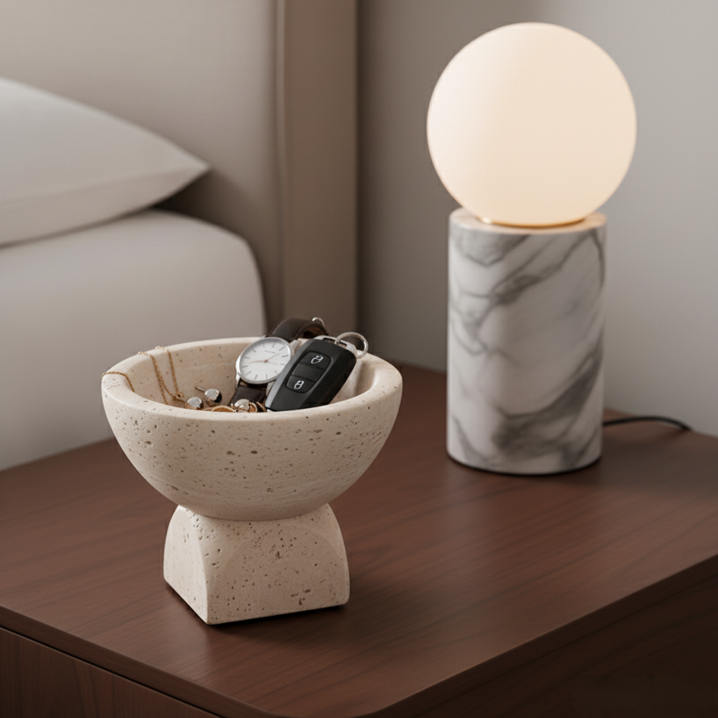 Travertine Mini Pedestal Bowl