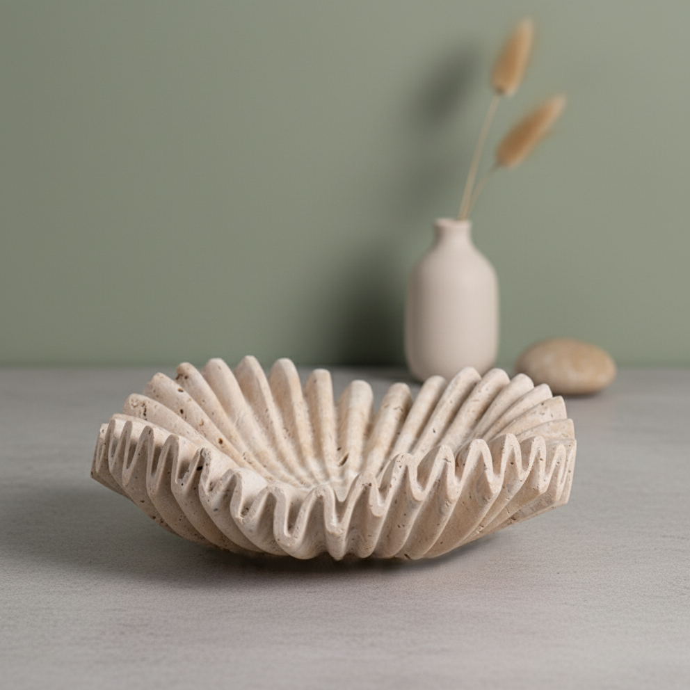 Rippled Travertine Tray