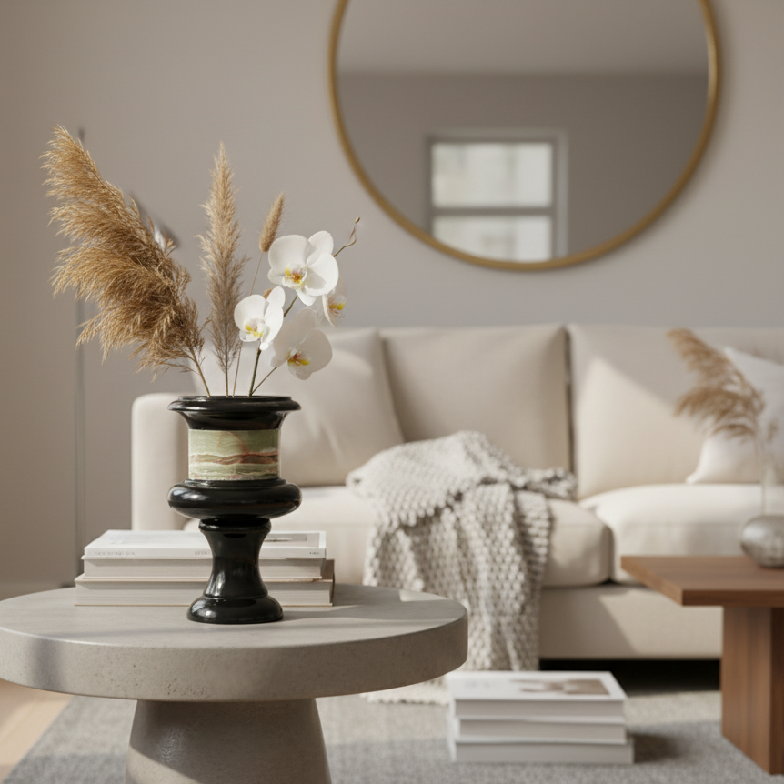 Velora Marble Vase – Pedestal Accent Piece