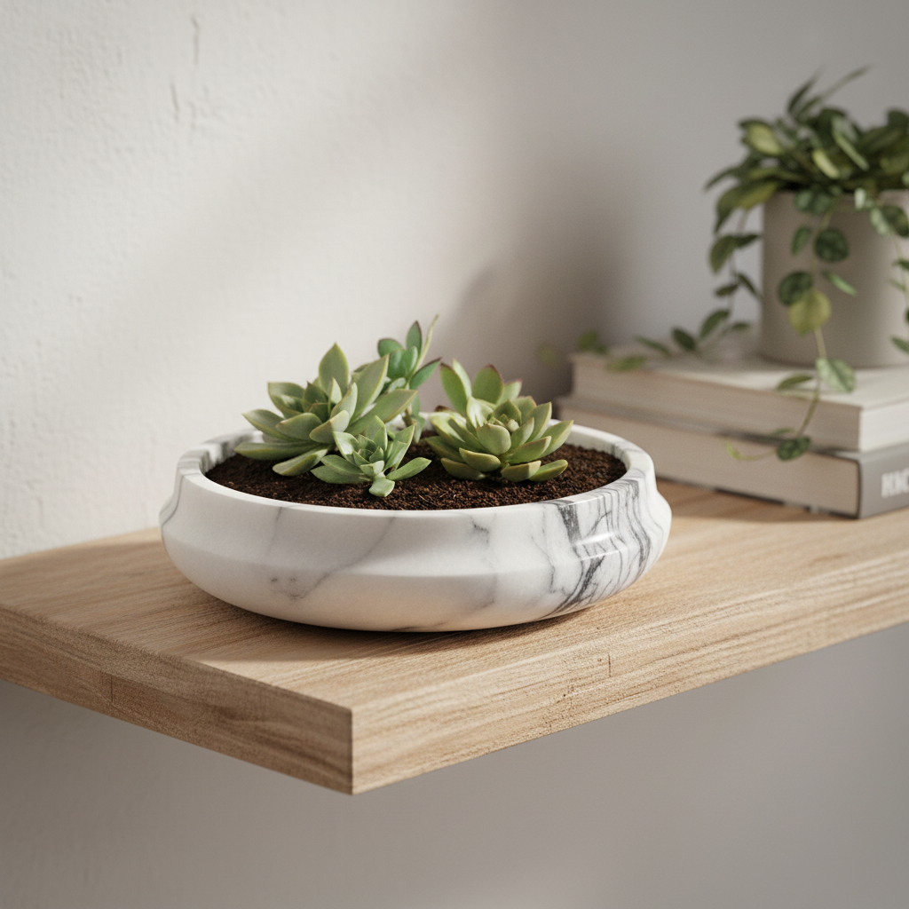 Lunaris Marble Planter – Contemporary Stone Craft