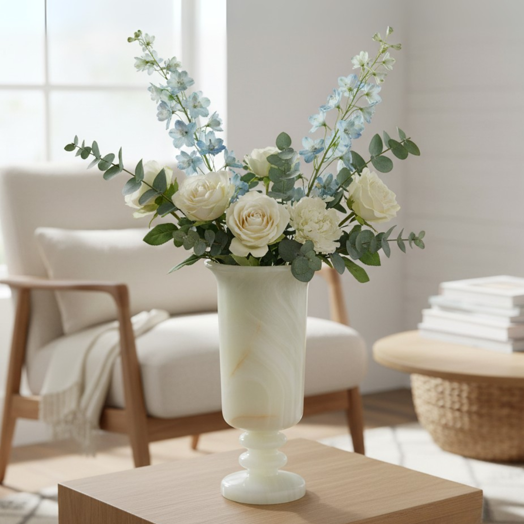 Amara Pedestal Marble Vase