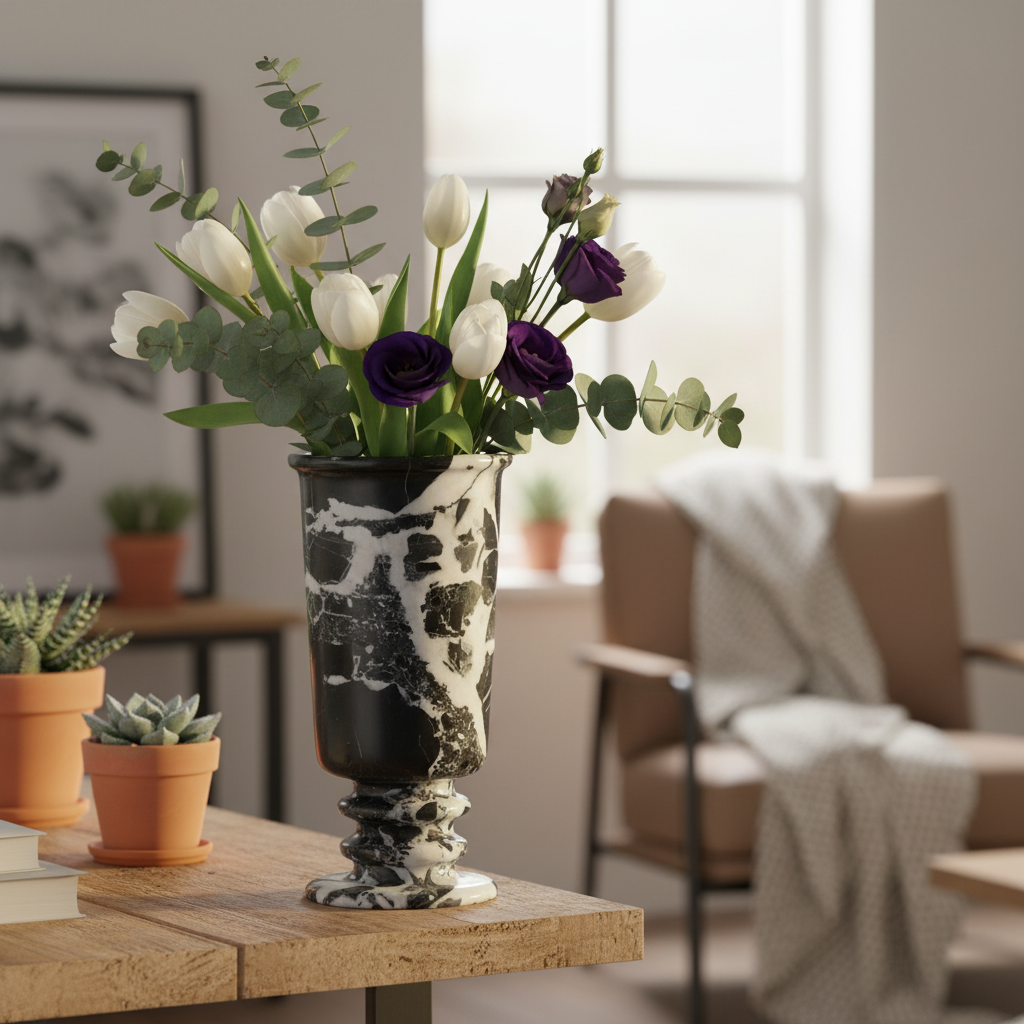 Palermo Pedestal Marble Stone Vase