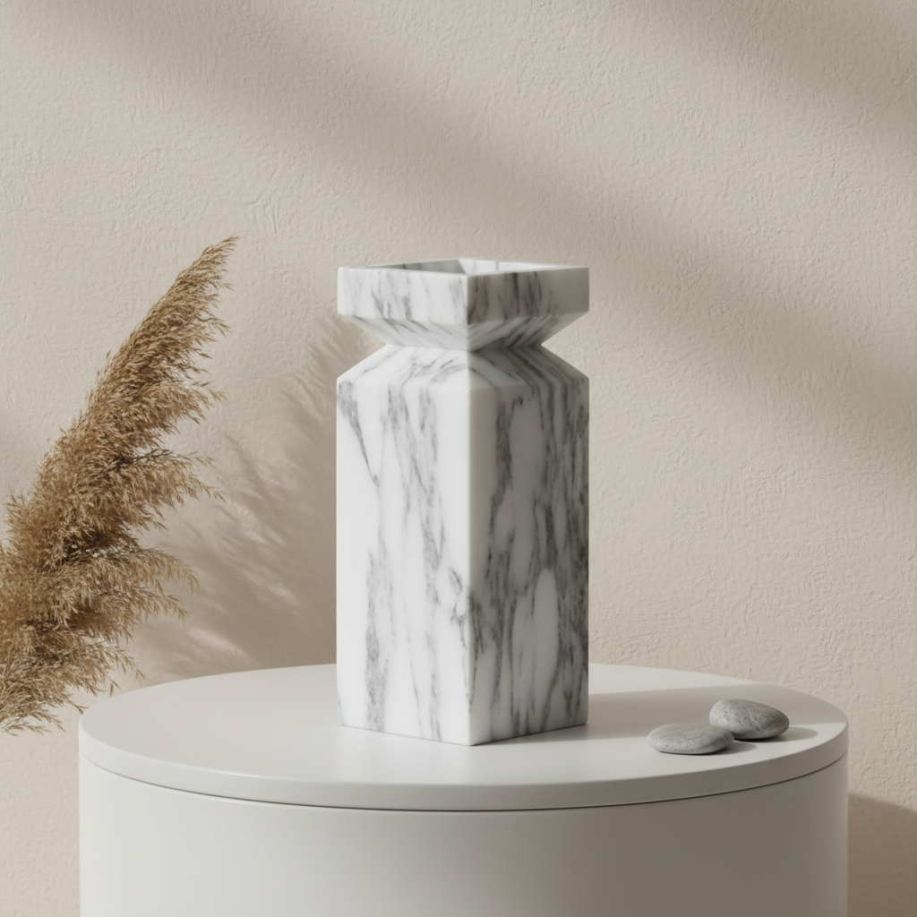 Aquila Geometric Marble Stone Vase