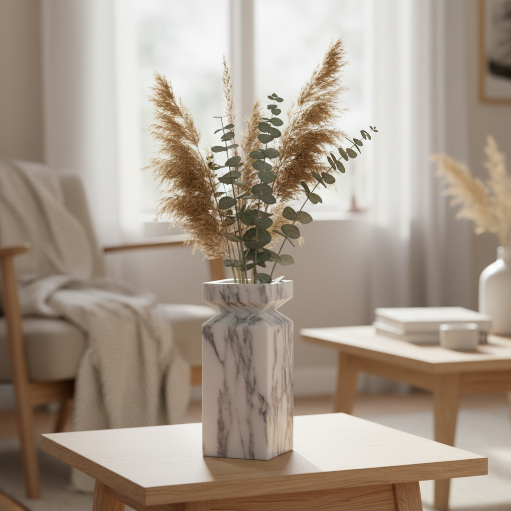 Aquila Geometric Marble Stone Vase