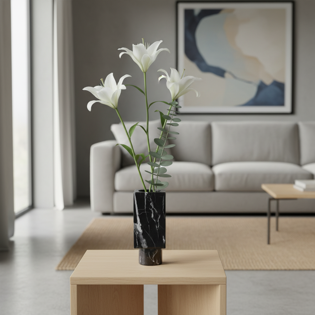 Arezzo Geometric Marble Stone Vase