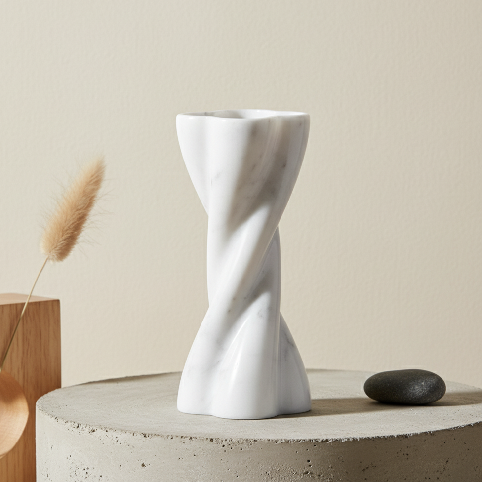 Florence Twist Marble Stone Vase