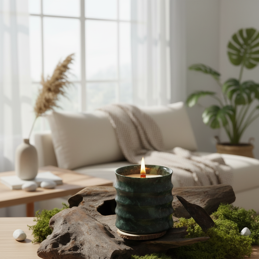 Verde Lume Marble Candle Jar