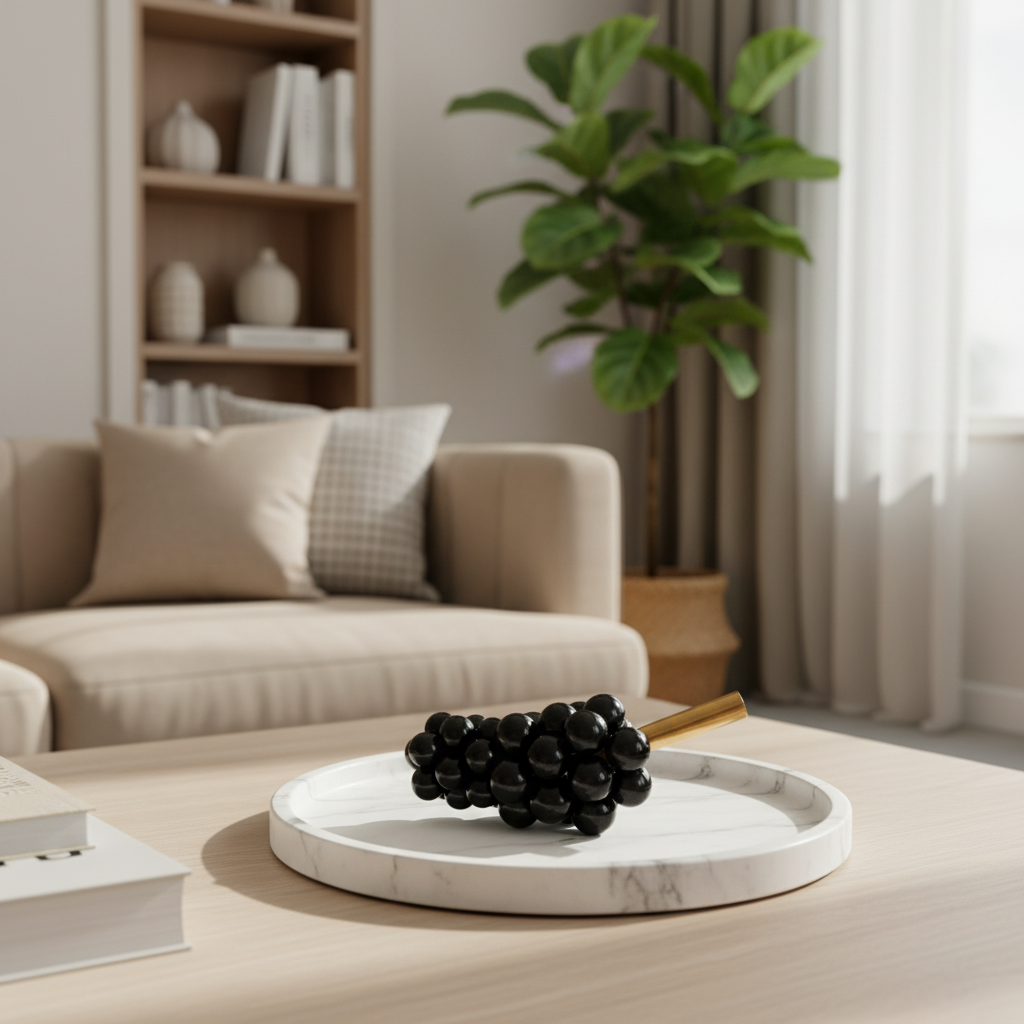 Marble Harvest Grape Cluster Ornament – 1.2kg Solid Stone