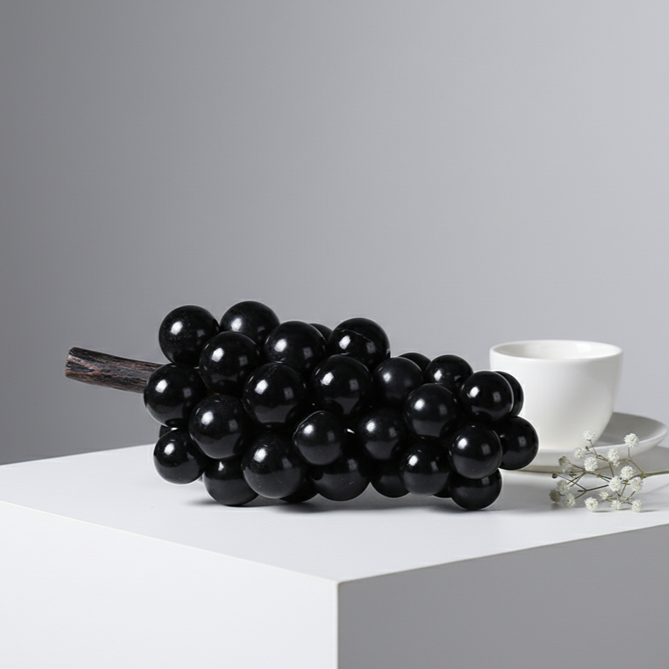Artisan Marble Grape Cluster Ornament – 1.2kg Solid Stone Decorative Accent