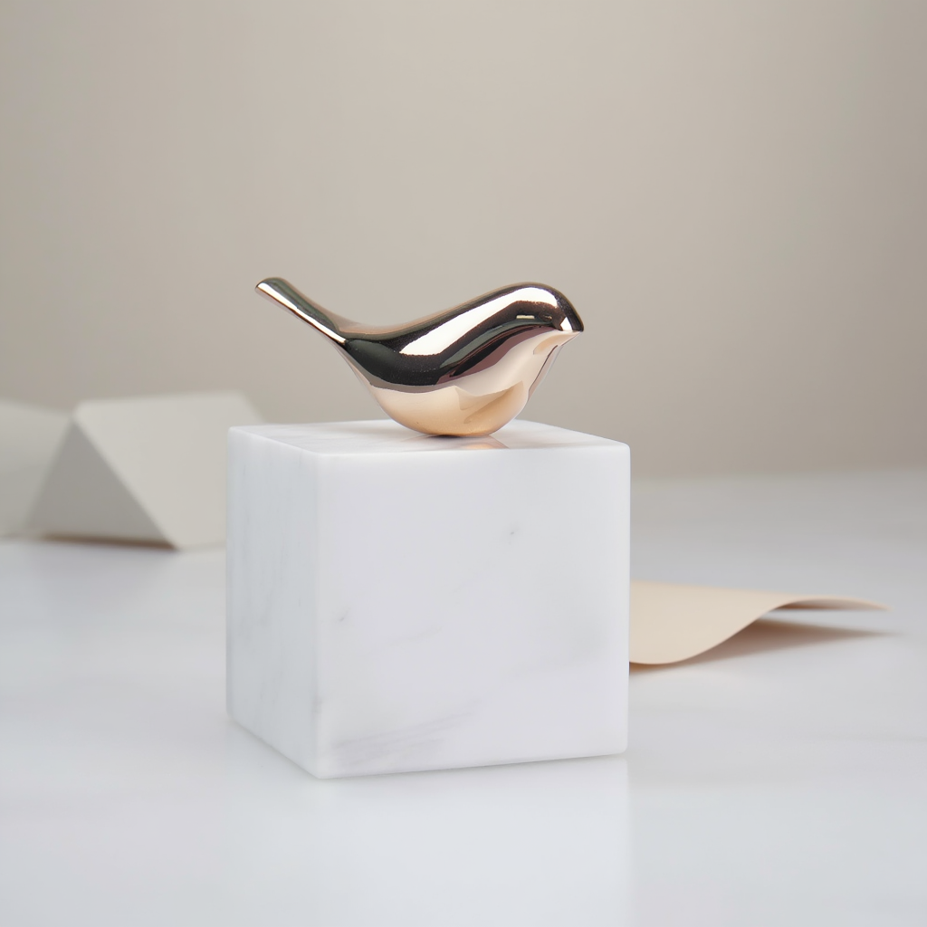 Sereno Marble Bird Ornament with Solid Stone Base